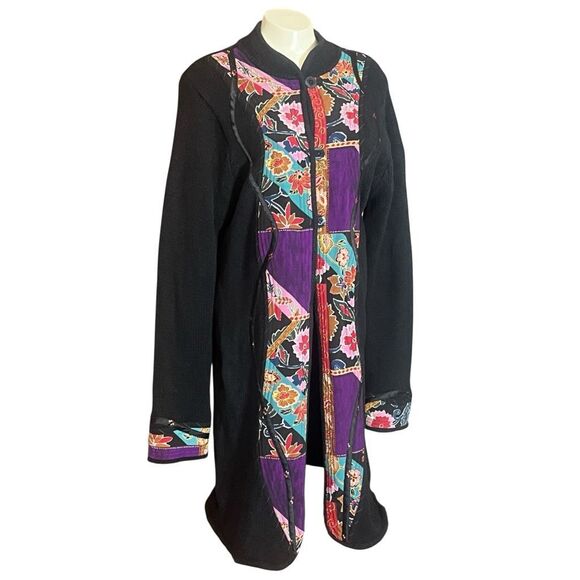 KOOS of Course! Vintage Patchwork Detail Long Duster Cardigan - Picture 2 of 8
